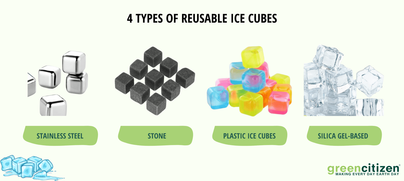 Types of Reusable ice cubes
