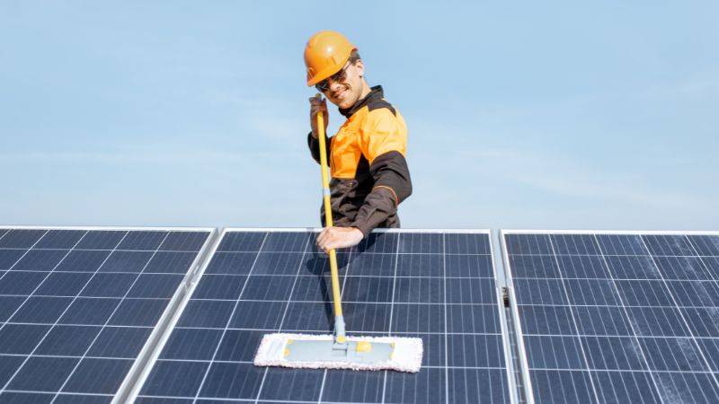 solar panel cleaning with soft brush