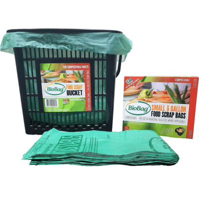 BioBag Kitchen Counter Food Scrap Bin and Compostable Bag Kit